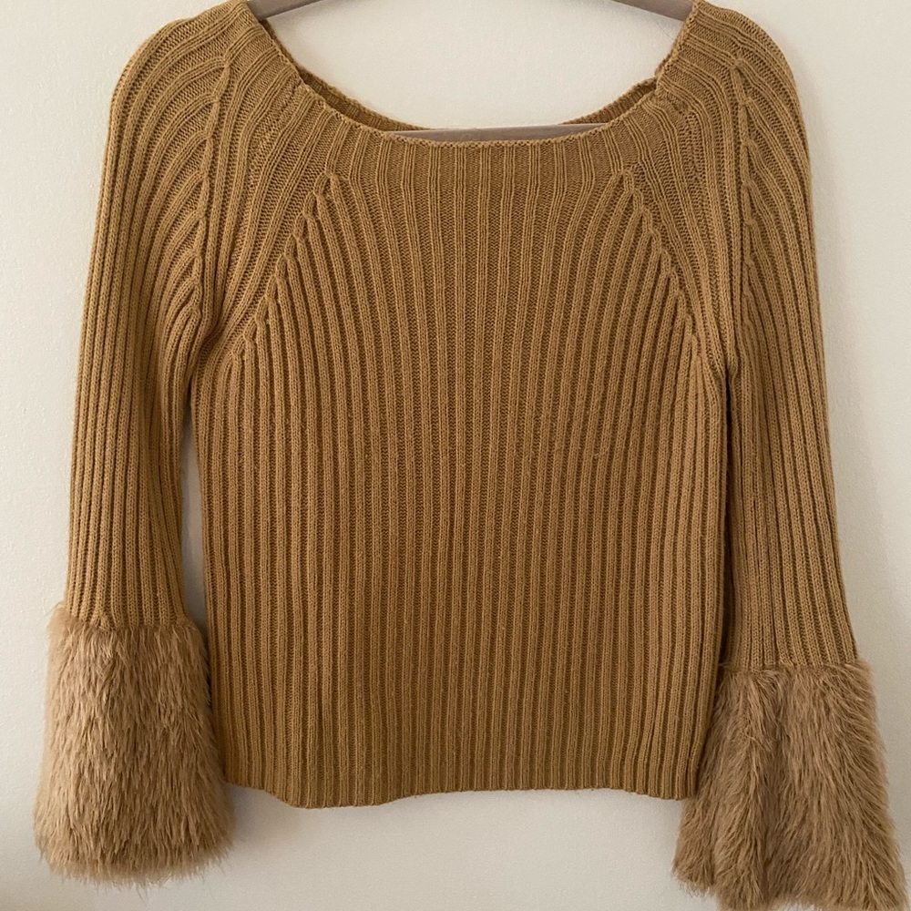 Brown Sweater with Feather Sleeves